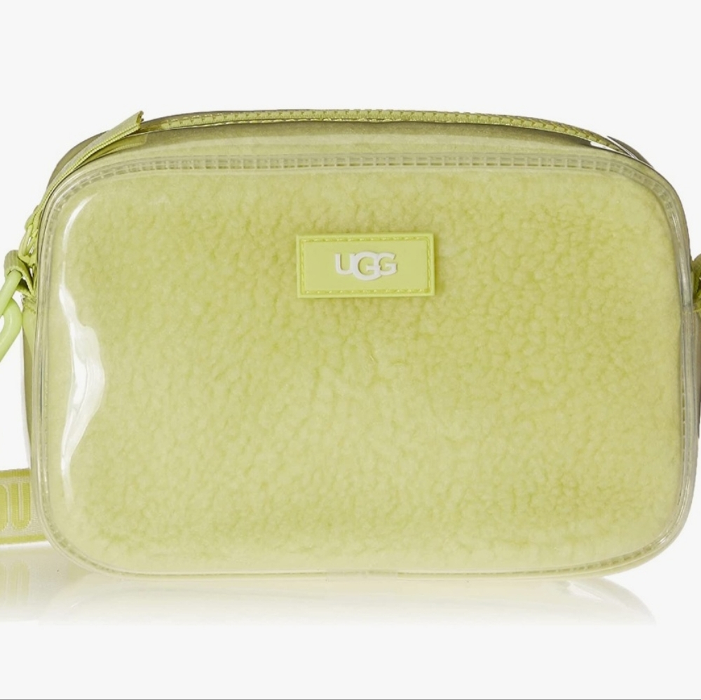 NWT UGG green furry crossbody camera bag